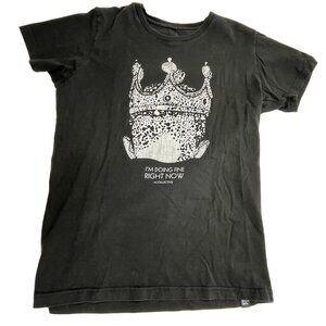 Aquarium Small Black Cotton Graphic T-Shirt With Crown Print 83b